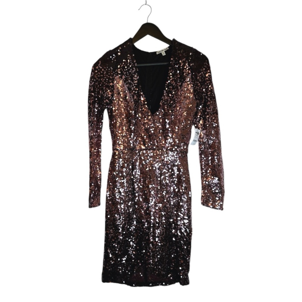 NWT Charlotte Russe Sequin Bodycon Dress Medium Rose Silver Ombré Y2K Sparkle
